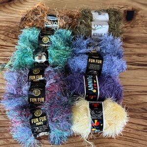 Lion Brand, Sensations, Pelsgarn Eyelash Yarn Lot of 12 multiple colors